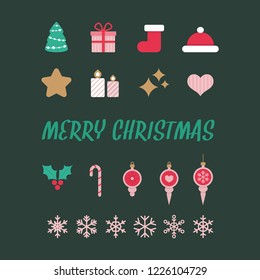 Christmas icons, flat design vector elements