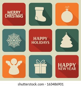 Christmas icons. Flat design,vector set, EPS 8.