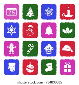 Christmas Icons. Grunge Color Flat Design. Vector Illustration. 