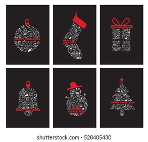 Christmas Icons holiday Background set