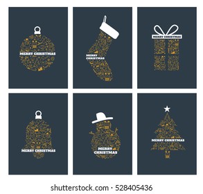 Christmas Icons holiday Background set