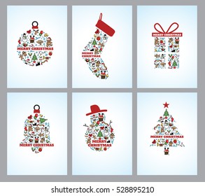 Christmas Icons holiday Background set