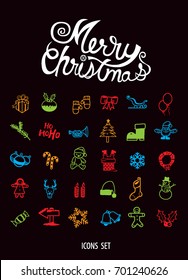 Christmas Icons holiday Background set