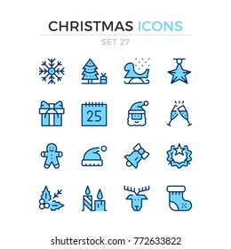 Christmas icons. Holidays concept. Vector line icons set. Premium quality. Simple thin line design. Modern outline symbols, pictograms