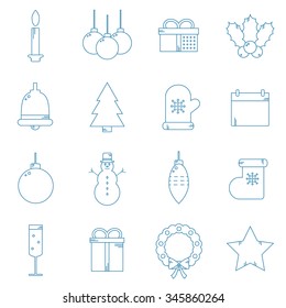Christmas icons. Isolated christmas icons on background. Flat line style vector illustration. 