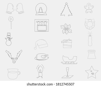 christmas icons like stars candles reindeer crowns cookies christmas lights and more