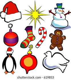 Christmas icons Line illustrations