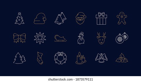 Iconos navideños vectorial derrame editable ángel santa wreath cookie presente campanas