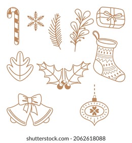 christmas icons lines isolated over white background .vector illustration