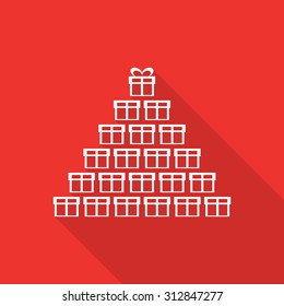 Christmas icons with long shadow.