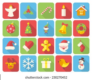 Christmas icons - Modern flat icons with long shadow