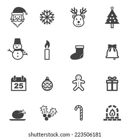 christmas icons, mono vector symbols