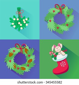 Christmas icons with objects