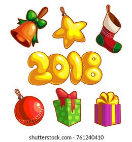 Christmas Icons Objects Collection. Detailed vector illustration.