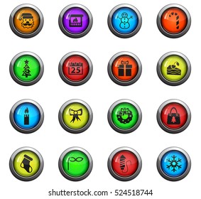 christmas icons on color round glass buttons for your design