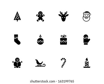 Christmas icons on white background. Vector illustration