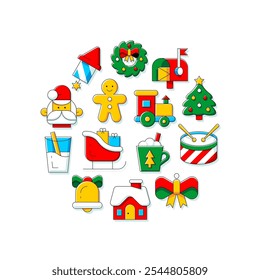 Christmas icons. Outline icons. Holiday symbol. isolated on white background