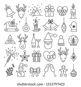 Christmas Icons outlined Vector Illustrations 