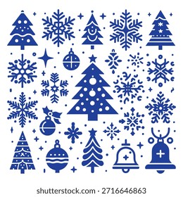 Patrón de iconos de Navidades, decoración, patrón de árbol, copo de nieve, medias, hojas de acebo, hombre de jengibre en estilo de dibujos animados, decorativo, ornamentos Clipart festivo, conjunto de iconos de temporada, caña de caramelo, arte de Festiva, renos, Diseños festivos, copos de nieve, año nuevo, diciembre, sin costuras, regalo, nuevo,