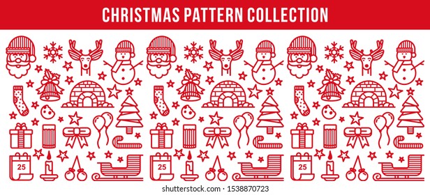 Christmas icons and patterns in red