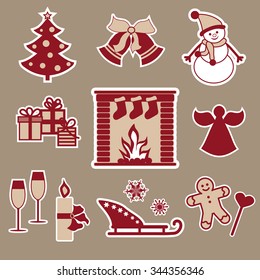 Christmas icons red