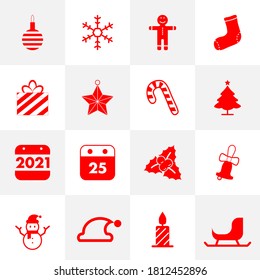 Iconos de Navidad de color rojo.