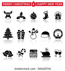Christmas icons with reflection