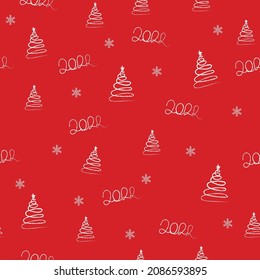 Christmas icons Seamless pattern with Christmas tree, snowflakes. Very happy wallpaper for winter holidays with elements of nature decor.