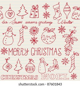 Christmas icons seamless pattern vector