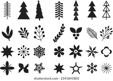 Christmas icons set. Angel, santa clause, Christmas tree, Church and more symbols. Editable to use in greeting card, gift packing, designing poster, banner or sticker for media. eps 10.