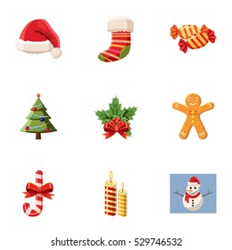Christmas icons set. Cartoon illustration of 9 christmas vector icons for web