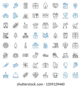 christmas icons set. Collection of christmas with champagne, wedding gift, forest, gift, branch, winter hat, tree, trees, fireworks, garlands. Editable and scalable christmas icons.