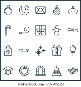 Christmas Icons Set. Collection Of Flan, Dessert, Crescent And Other Elements. Also Includes Symbols Such As Ball, Close, Shopping.
