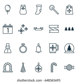 Christmas Icons Set. Collection Of Star Snow, Wedding Jewel, Snow Person And Other Elements. Also Includes Symbols Such As Sock, Xmas, Hat.