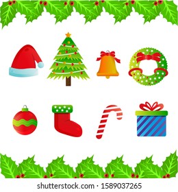 Christmas icons set collection vector