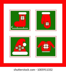 Christmas icons set. Colorful vector illustration.