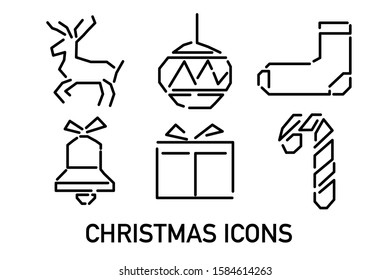 Christmas icons set for decoration design. holiday vector illustration