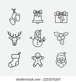 Christmas icons set. Christmas design element pack. Christmas and holiday card design element. Vector illustration