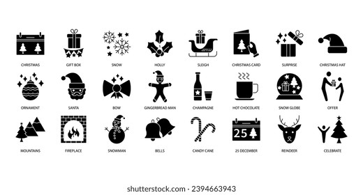 Christmas icons set. Set of editable stroke icons.Vector set of Christmas
