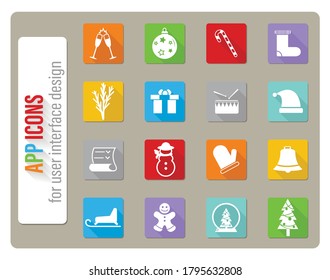 christmas icons set in flat design with long shadow