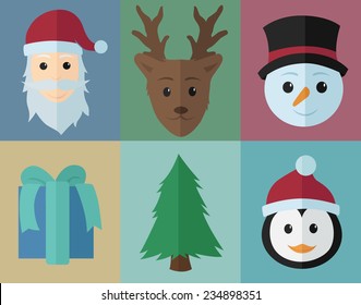 Christmas Icons Set, Flat Design