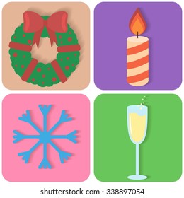 Christmas Icons Set. Flat design.