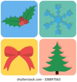 Christmas Icons Set. Flat design.