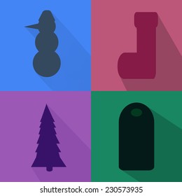 Christmas icons set in flat style, design elements