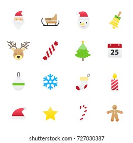 Christmas Icons. Set of Happy Holidays Icons Vector Illustration Color Icons Flat Style.