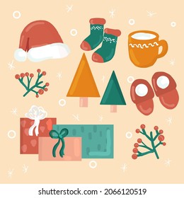 Iconos de Navidad. Iconos de Navidad establecidos. Ilustración vectorial de la colección de objetos de vacaciones EPS10