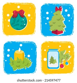 Christmas icons set. Holiday objects collection. Vector