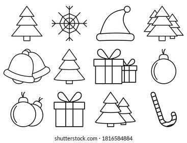 Christmas icons set. Holidays graphics. Set of winter related vector line icons. Premium linear symbols pack. Web symbols for websites and mobile app. Trendy design. Outline symbols. Vector