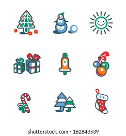 christmas icons set isolated