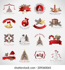 Christmas Icons Set - Isolated On Gray Background - Vector Illustration, Graphic Design Editable For Your Design